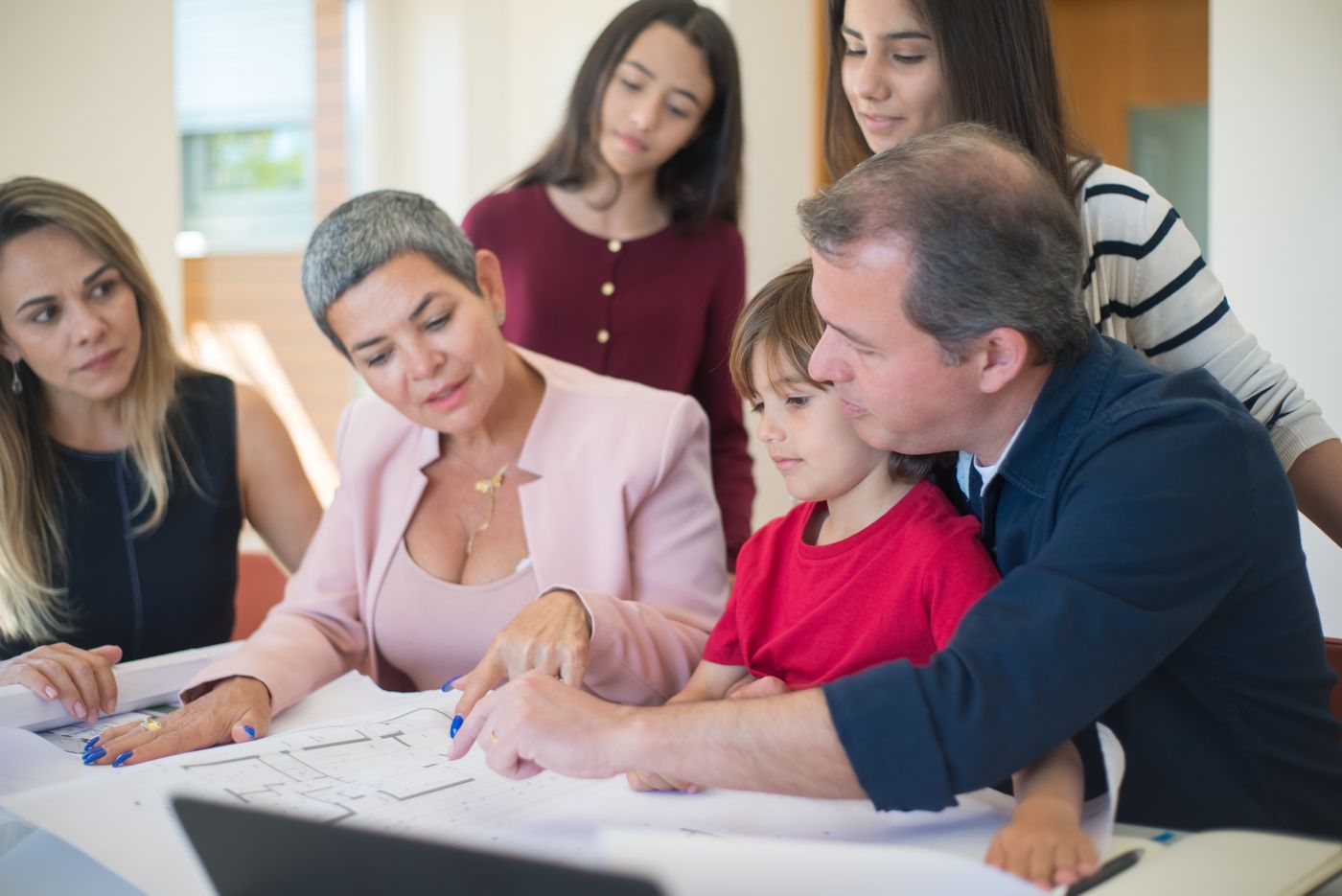 A family going over their options together at home